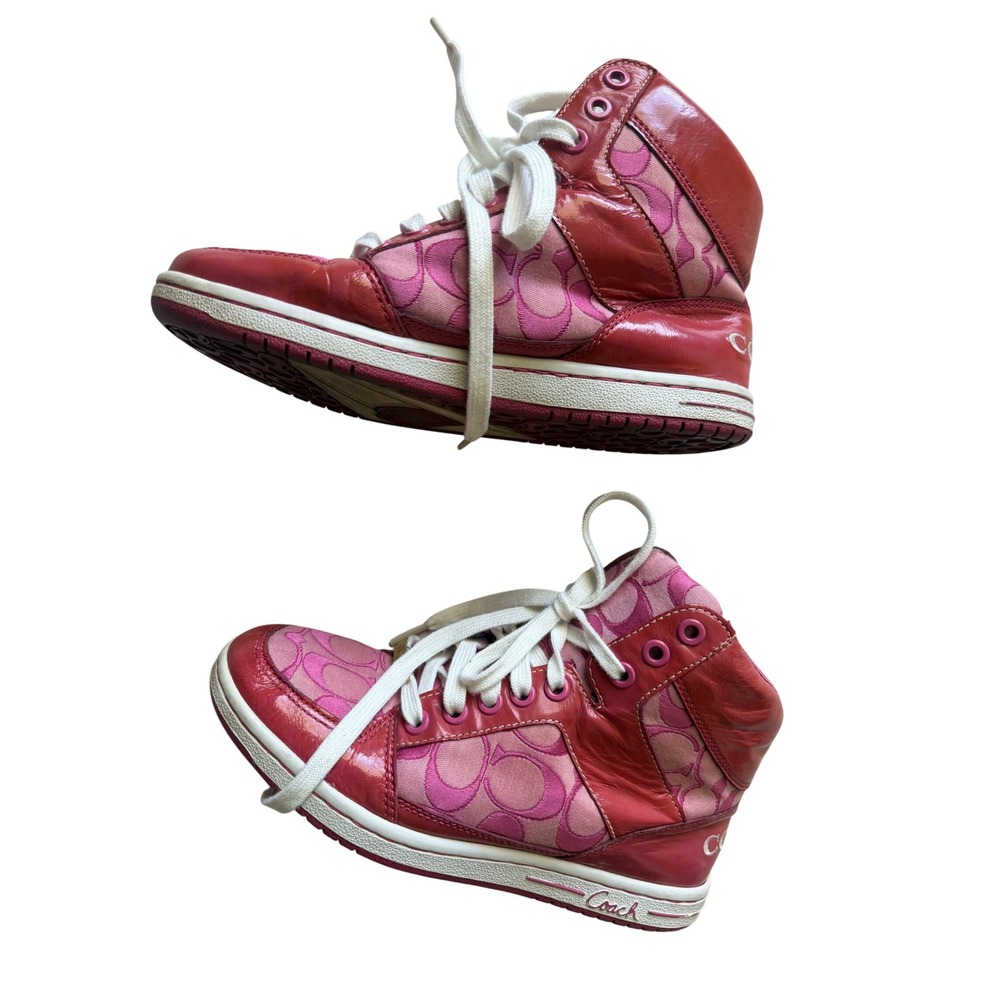 Vintage Coach Norra Pink Signature High Top Sneakers – Y2K Designer Shoes Sz 6.5